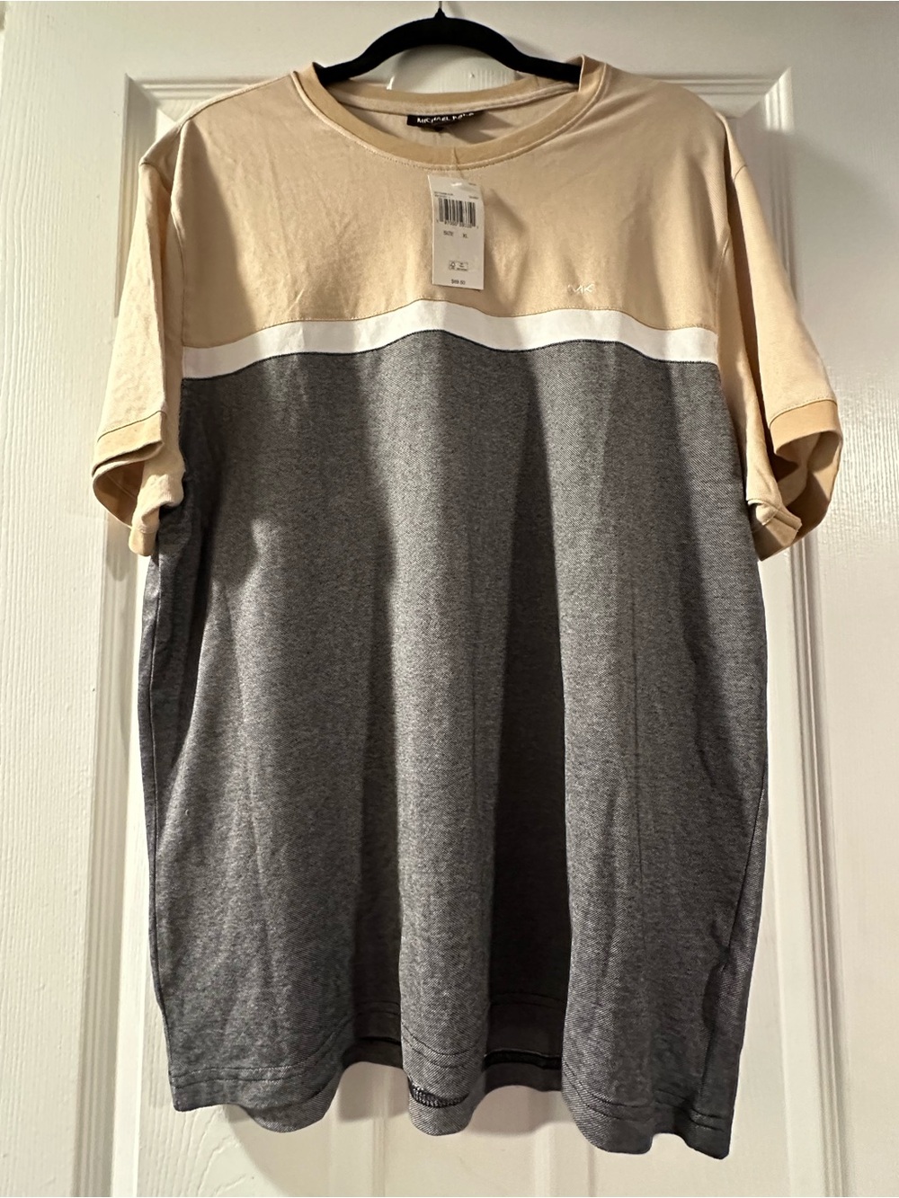Michael Kors NWT Beige, White & Gray Colorblock Short Sleeve Tee